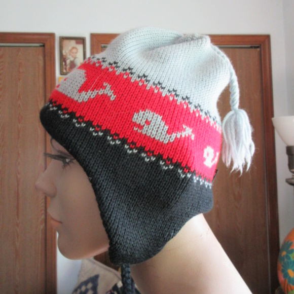 Vintage Smiley Wool Beanie Hat Knit Fair Isle Snow Ski Heritagecore Cottage Core Vintage smiley ski beanie - Gem main image 2